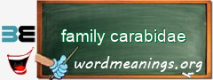 WordMeaning blackboard for family carabidae